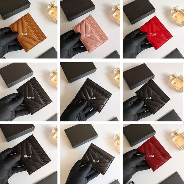 Porte-femmes concepteur portefeuille courte portefeuille caviar slim sac d'embrayage en cuir sac à bandoue clés socle noire / or / sier