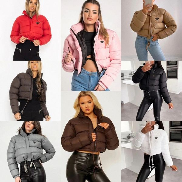 Chaqueta de diseñador para mujer Marca de lujo italiana Chaqueta de plumón Carta de triángulo invertido Corta para mujer Deportes casuales de moda Chaqueta de invierno gruesa y cálida S-XL