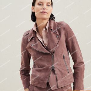 Designer damesjassen Brunello Spring Suede Fashion Pink Long Sleeve Casual Jacket Coat