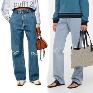 Designer dames jeans aankomsten High Taille Street uitgehold patch geborduurde decoratie Casual blauw rechte denim broek11
