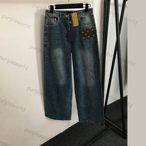 Jeans de créateur pour femmes, pantalon en Denim droit imprimé classique, mode ample, taille haute