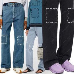 Pantalones de mezclilla para mujer diseñadores Patch de jeans de cintura alta Patch Pantalones Decoración bordada Bordada Jackets Blue JB9X