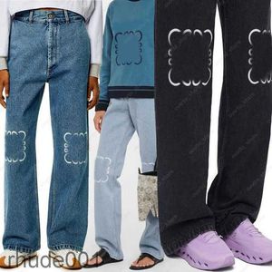 Designer dames jeans denim broek hoge taille straat rechte pantalones patch geborduurde decoratie casual blauwe jassen o2q3 o2q3