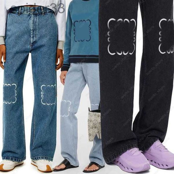 Designer Womens Jeans pantalon denim High Street Street Straight Pantalones Patch brodé décoration Blue Jackets 4T98