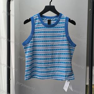 Designer Womens Knitted Vest T-shirt Broidered Streak Top Top Sport Sport Wash