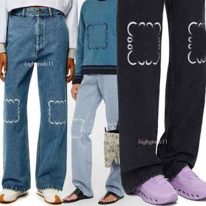 Designer Womens Loewe Jeans Designer Pantalon Dignes Open Fork Capris Denim Pantal