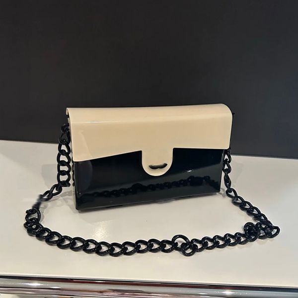 Diseñador para mujer Maquillaje Sacoche Bolso de hombro Panda Acrílico Vestido de cena Bolso Clásico Negro C-Botón Bolso de mano de lujo Matelasse Cadena Bolsos cruzados Titular de la tarjeta 22x12 cm