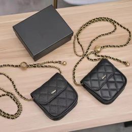 Designer dames mini portemonnee 10,5 cm make -uptas lederen caviar tas goud hardware metaal gespiepen