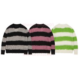 Designer Femmes Mohair Tissu Pulls rayés Hommes Femme Pull tricoté Jumper Hight Street Couples Vêtements Taille asiatique S-L