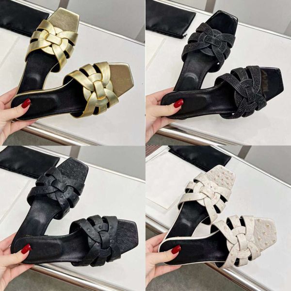 Designer dames patch platte sandalen Slide eerbetoon geweven schoenen Intrecio geweven schapenleren pantoffels 35-41 511