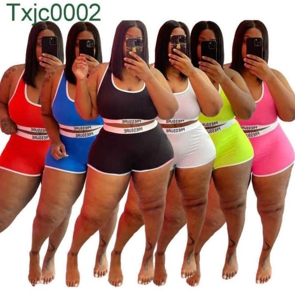 Designer Femmes Plus Taille Maillots De Bain Tenues Sexy U Cou Lettres Imprimé Gilet Shorts Survêtements Deux Pièces Ensembles Vêtements De Sport D'été