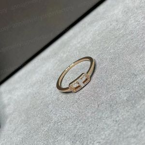 Bague de créateur pour femmes, série M classique, or Rose coulissant, trois diamants, bijoux personnalisés, fête d'anniversaire, cadeau d'amoureux de luxe