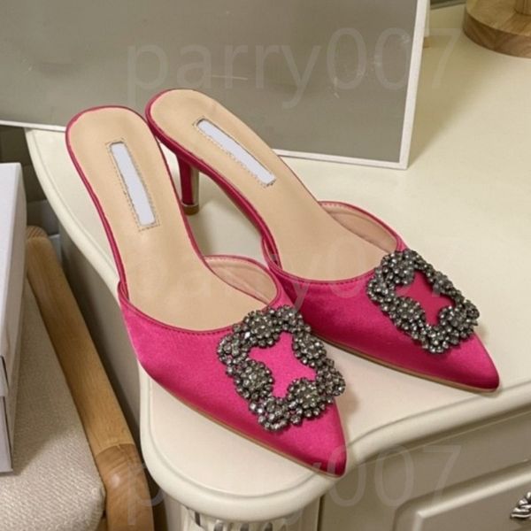 Diseñador Sandalias para mujer Zapatos de vestir con diamantes de imitación Sandalia de boda Zapato de fiesta Bombas de aguja Cuadrado adornado Zapatos de tacones altos para mujer