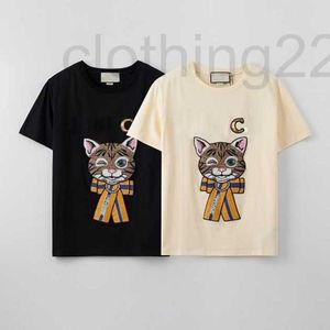 Designer Femmes Paillettes T-shirts Filles Dessin Animé Chat Imprimer Top Femmes Casual T-shirt En Plein Air Jeunesse Mode Vêtements T-shirts J9IP