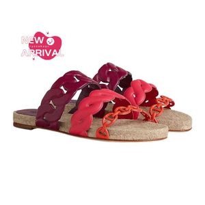 Chaussures pour femmes de créateur avec motif de chaîne d'ancrage lié à des sandales et pantoufles tissées en cuir nappa purpa lilas