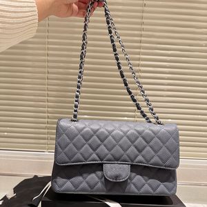 Sac à bandoulière pour femme de créateur 25 cm Sac Caviar en cuir de veau diamant à carreaux matériel argenté en métal sac à main de luxe sac à bandoulière noir blanc et gris sacs de maquillage Sacoche