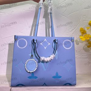 Designer Femmes Sac à Bandoulière Embossedshopping Sac Véritable Ceinture Poignée Supérieure Fourre-Tout Sous Les Bras Exquis Petit Pendentif Sacs De Plage Classique Bleu Trois Tailles 41/32 / 20cm