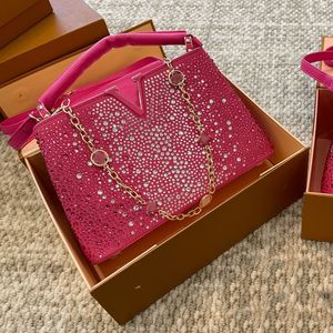Designer Dames schoudertas Shiny volledige diamant goud hardware metaal gespog
