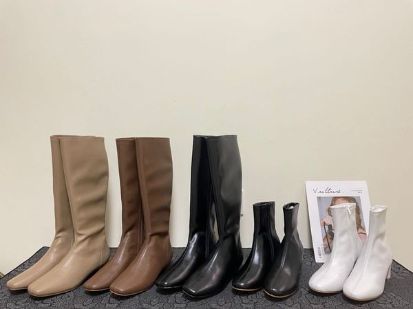 Designer femmes Sofia bottes bottes en cuir de luxe femmes élégantes bottines au genou blanc noir peau de vache chaussures à glissière