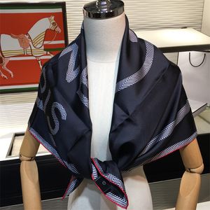 Ontwerper Womens Square Scarfves Klassieke Brief Sjaal Gedrukt Alfabet Sjaals Luxe 100% Zijde Twill Sjaal voor Dames 90 * 90cm