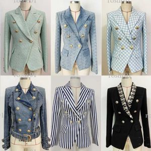 Designer Femmes Costumes pour hommes Blazers Printemps Automne Hiver Vestes Casual Manteau Coton Denim Slim Styles Stripes Plaid Pattern Jeans