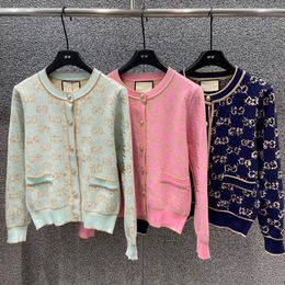 Sweaters para mujer de diseñador Chaqueta de tejido de punto de punto Moda de moda Jacquard Jacquard Sweater Algodón de algodón puro Autumn Winter Knitwear