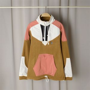 Designer damessweatshirt nieuwe stijl lente herfst trui met lange mouwen letterprint losse trui katoen colour blocking sweatshirts rits ontwerp revers tops