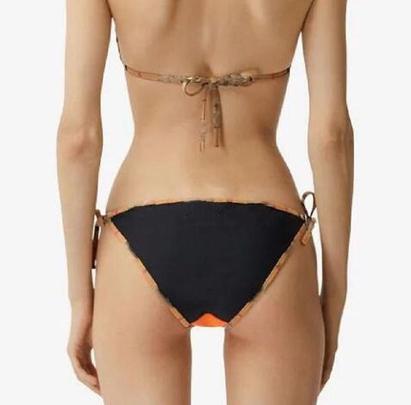 Designer-Damen-Bademode, luxuriöser Farbverlauf, Heimtextilien, sexy Stickerei-Bikini-Set, Markenbuchstaben, Bademode, Designer-Metallkette, hochwertige Damen, rückenfrei, geteilt, S