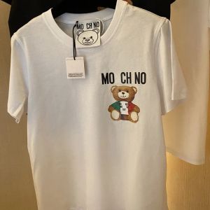 Diseñador Camiseta para mujer Marcas de verano Nuevo Tees Cartoon Bear Stamp Algodón Redondeo de algodón Reductor para alojamiento Outdoor Pareja de ropa masculina