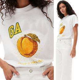 Designer Womens T-shirt Fashion Summer Vintage Letter Fruit Imprimé rond Colon Coton Coton T-shirt à manches courtes 240227