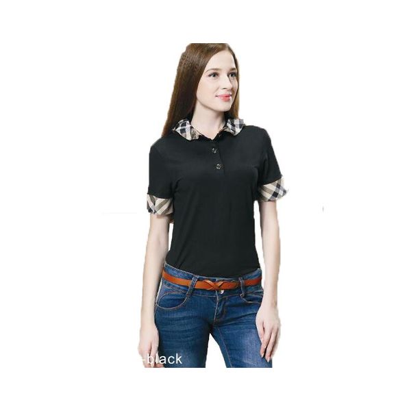 Diseñador Camisetas para mujer Polos camisa de tartán a cuadros letras bordado de bordado