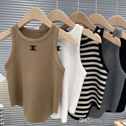 Diseñador Camisetas de tanques para mujeres T COMAS LAS MUJERES DE SUMMERS CARCHA CUPTA ESTITADA Camis Camis Camis Negro Manevels Stripe Color chaleco