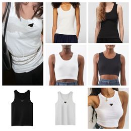 Designer Dames Tanktops T-shirts Zomer Gebreide T-shirts Crop Top Borduursel Sexy Uit Zwart Casual Mouwloos Rugloos Katoenmix Anagram Shorts Effen Vest Camis