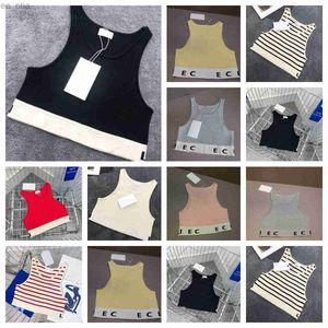 Designer dames tanktops t shirts zomer dames tops t -shirts crop top borduurwerk sexy off schouder zwart casual mouwloze backless top shirts massieve streep kleurvest