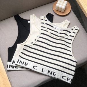 Designer Dames Tanktops T-shirts Zomer Dames Tops Tees Crop Top Borduren Sexy Off-shoulder Zwart Casual Mouwloos Backless Top Shirts Effen Streep Kleur Vest #99