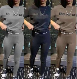 Designer dames tracksuits silm broek pak twee stukken jogger set 2024 nieuwe letters geprinte panty's met korte mouwen sweatsuits 3 kleuren mode kleding 577899