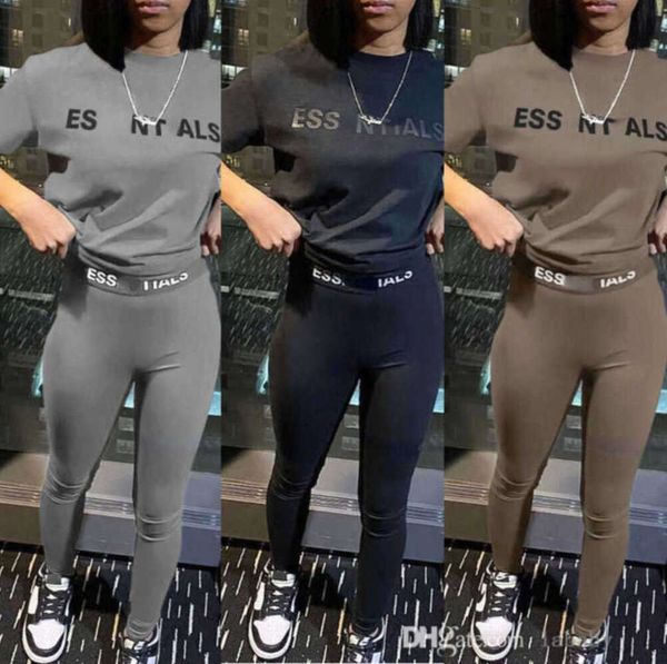 Diseñador para mujer Chándales Silm Pantalones Traje de dos piezas Jogger Set 2024 Nuevas letras impresas Medias de manga corta Sudaderas 11 colores