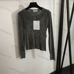 Designer Womens Velvet Base Sexy Make Old Top Jumper Monogram Geborduurd Casual T-shirt