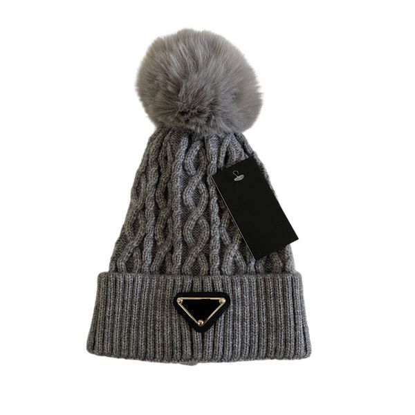 Designer Femmes Hiver Tricoté Bonnet De Laine Chapeau Femmes Chunky Tricot Épais Chaud Fausse Fourrure Pom Bonnets Chapeaux Femme Bonnet Bonnet Skull Caps 10 couleurs