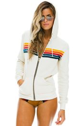 Designer dames zip omhoog hoodie dames regenboog broek hoodies vest met hoed lange mouwenweatshirts zwart maat 2xl