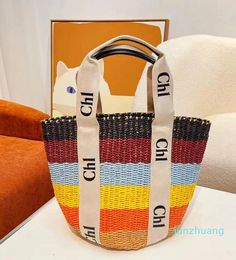 Designer Woody Straw Basket Koppeling Strandtas Mirror Kwaliteit Dames Wallet Bucket Zomer Weef Travel Crossbody Luxe Tote Handtas Man Purse Schouderweekend 101