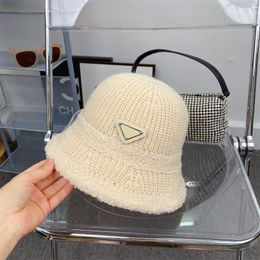 Designer Wool Knitting Bucket Hat Dames Cashmere hoeden