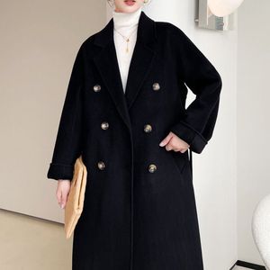 Manteau en laine de créateur Max Top qualité double face 100% laine veste mi-longueur fait à la main sur mesure femmes coupe-vent confortable ceinture chaude