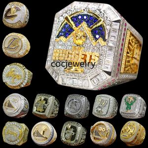 Diseñador Campeonato Mundial de Baloncesto Anillo Conjunto Lujo 14K Oro 2023 Nuggets JOKIC Champions Anillos para hombres Mujeres Estrella Diamante Joyería deportiva