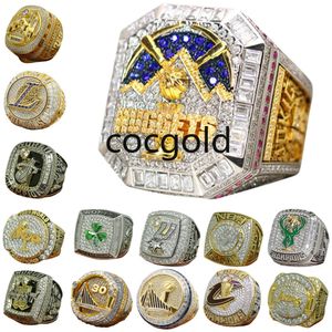 Diseñador Campeonato Mundial de Baloncesto Anillo Conjunto Lujo 14K Oro 2023 Nuggets JOKIC Campeones Anillos para Hombres Mujeres Diamante Estrella Joyería