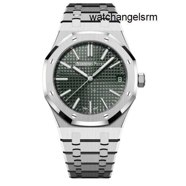 Reloj de pulsera de diseñador Reloj de pulsera AP Royal Oak Series 15510ST Placa verde a cuadros Acero de precisión Moda para hombre Ocio Negocios Deportes Reloj mecánico automático