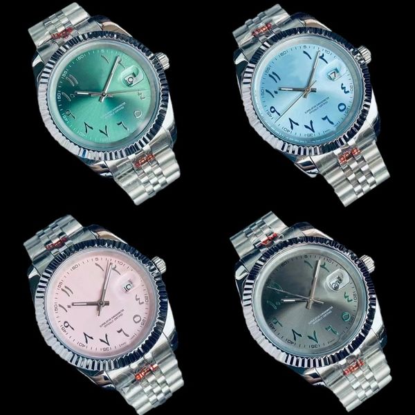Montre-bracelet design bleu rose cadran rond étanche quartz batterie mouvement montres durables relojes mode argent plaqué lunette montres de haute qualité 40mm sb075 C4
