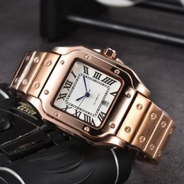 Relojes de pulsera de diseñador Relojes TANK SANTOS para hombres y mujeres Reloj clásico Panthere Square Rome Dial Movimiento de cuarzo de calidad Reloj 126043XX Pulsera premium 5077 Relojes de pulsera