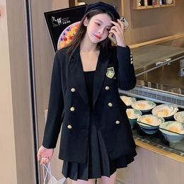 Designer Xiaoxiangfeng veste de costume pour femme rétro mi-longueur hiver épais et lâche tempérament de velours noir petit haut de costume