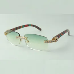 Designer XL diamanten houten zonnebril 3524026 met pauwhouten poten bril Directe verkoop maat: 56-18-135mm